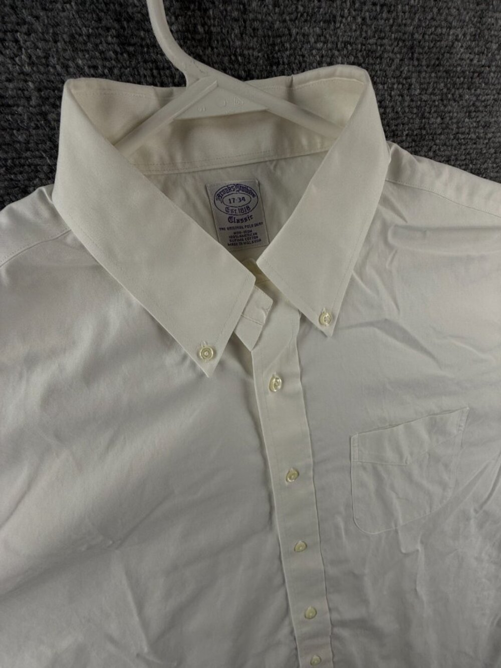 Brooks Brothers Cotton Classic 17 34 White Button-Down Non-Iron Shirt Mens Adult - Picture 7 of 16